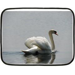 Swimming White Swan Double Sided Fleece Blanket (mini)  by picsaspassion