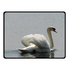 Swimming White Swan Fleece Blanket (small) by picsaspassion