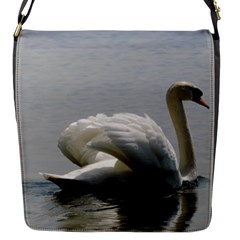 Swimming White Swan Flap Messenger Bag (s) by picsaspassion