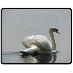 Swimming White Swan Double Sided Fleece Blanket (medium)  by picsaspassion