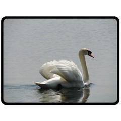 Swimming White Swan Double Sided Fleece Blanket (large)  by picsaspassion