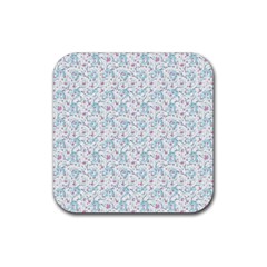 Intricate Floral Collage  Rubber Coaster (square)  by dflcprints