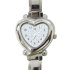 Intricate Floral Collage  Heart Italian Charm Watch by dflcprints