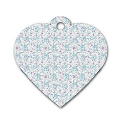 Intricate Floral Collage  Dog Tag Heart (one Side) by dflcprints