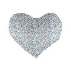 Intricate Floral Collage  Standard 16  Premium Heart Shape Cushions by dflcprints