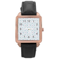 Intricate Floral Collage  Rose Gold Leather Watch  by dflcprints