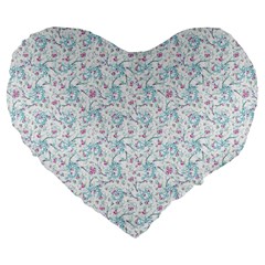 Intricate Floral Collage  Large 19  Premium Flano Heart Shape Cushions by dflcprintsclothing