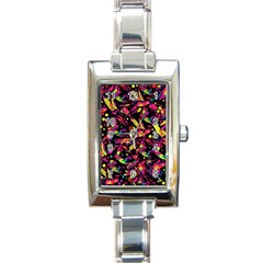 Colorful Dragonflies Design Rectangle Italian Charm Watch by Valentinaart