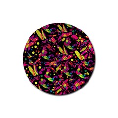 Colorful Dragonflies Design Rubber Coaster (round)  by Valentinaart