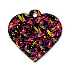 Colorful Dragonflies Design Dog Tag Heart (one Side) by Valentinaart