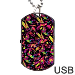 Colorful Dragonflies Design Dog Tag Usb Flash (one Side) by Valentinaart