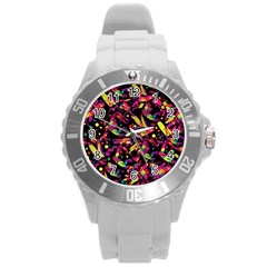 Colorful Dragonflies Design Round Plastic Sport Watch (l) by Valentinaart