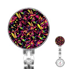 Colorful Dragonflies Design Stainless Steel Nurses Watch by Valentinaart