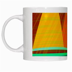 Orange And Green Landscape White Mugs by Valentinaart