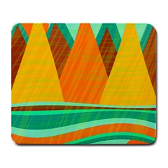 Orange And Green Landscape Large Mousepads by Valentinaart