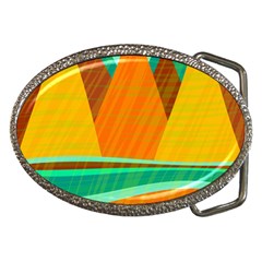 Orange And Green Landscape Belt Buckles