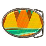 Orange and green landscape Belt Buckles Front