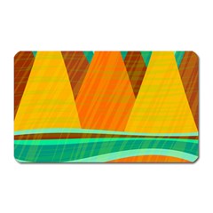 Orange And Green Landscape Magnet (rectangular) by Valentinaart