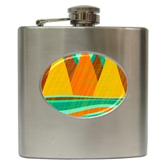 Orange And Green Landscape Hip Flask (6 Oz) by Valentinaart