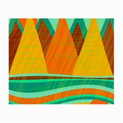 Orange And Green Landscape Small Glasses Cloth by Valentinaart