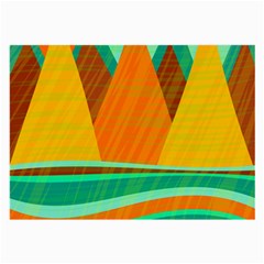 Orange And Green Landscape Large Glasses Cloth by Valentinaart