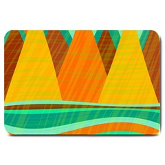 Orange And Green Landscape Large Doormat  by Valentinaart