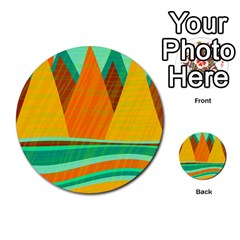 Orange And Green Landscape Multi-purpose Cards (round)  by Valentinaart