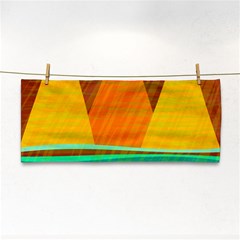 Orange And Green Landscape Hand Towel by Valentinaart