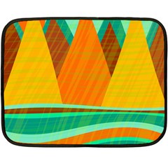 Orange And Green Landscape Fleece Blanket (mini) by Valentinaart