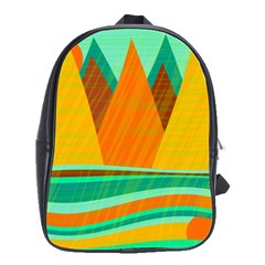 Orange And Green Landscape School Bags(large)  by Valentinaart