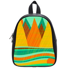 Orange And Green Landscape School Bags (small)  by Valentinaart