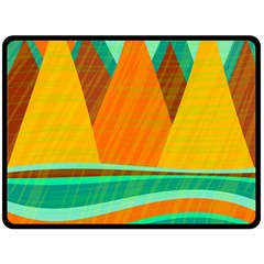 Orange And Green Landscape Fleece Blanket (large)  by Valentinaart