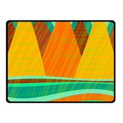 Orange And Green Landscape Fleece Blanket (small) by Valentinaart