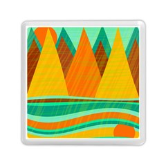 Orange And Green Landscape Memory Card Reader (square)  by Valentinaart