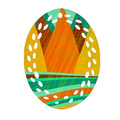 Orange And Green Landscape Ornament (oval Filigree)  by Valentinaart