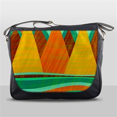 Orange And Green Landscape Messenger Bags by Valentinaart