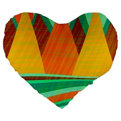 Orange And Green Landscape Large 19  Premium Heart Shape Cushions by Valentinaart