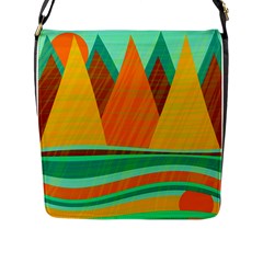 Orange And Green Landscape Flap Messenger Bag (l)  by Valentinaart