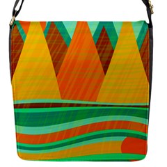 Orange And Green Landscape Flap Messenger Bag (s) by Valentinaart