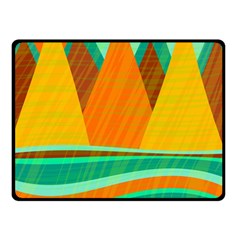 Orange And Green Landscape Double Sided Fleece Blanket (small)  by Valentinaart