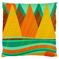 Orange And Green Landscape Large Flano Cushion Case (one Side) by Valentinaart