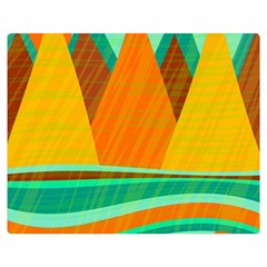 Orange And Green Landscape Double Sided Flano Blanket (medium)  by Valentinaart