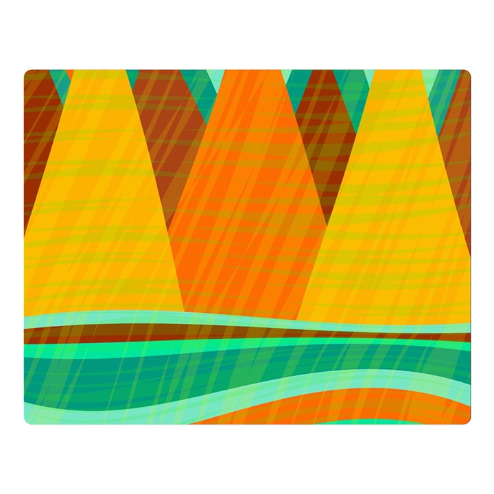 Orange and green landscape Double Sided Flano Blanket (Large) 