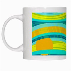 Yellow And Blue Decorative Design White Mugs by Valentinaart