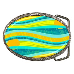 Yellow And Blue Decorative Design Belt Buckles