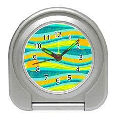 Yellow And Blue Decorative Design Travel Alarm Clocks by Valentinaart