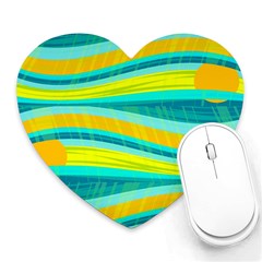 Yellow And Blue Decorative Design Heart Mousepads by Valentinaart