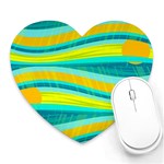 Yellow and blue decorative design Heart Mousepads Front