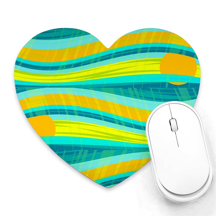 Yellow and blue decorative design Heart Mousepads