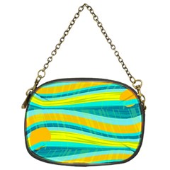 Yellow And Blue Decorative Design Chain Purses (one Side)  by Valentinaart